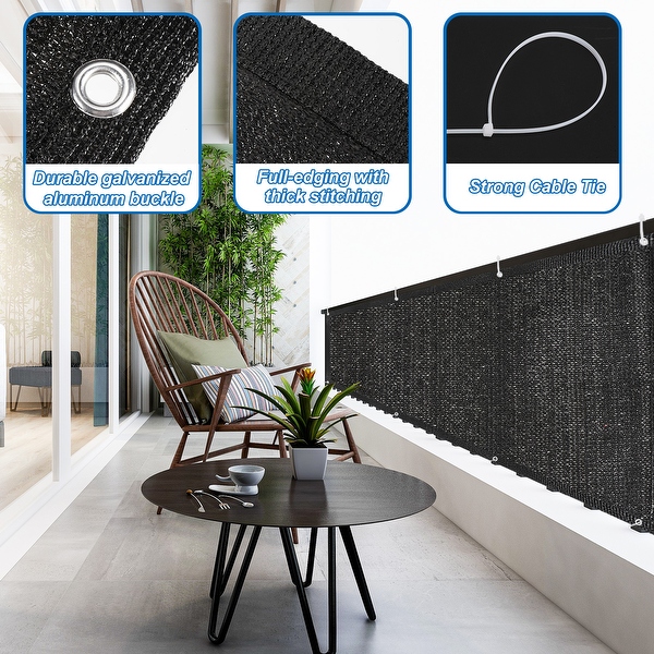 3x16 Ft Balcony Privacy Screen Shield 90% Fence Railing Shade